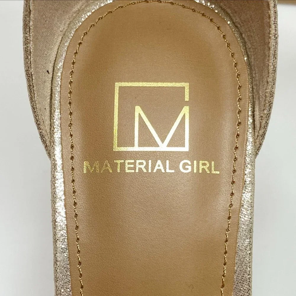Gold Open Toe Sandals Size 7.5 by Material Girl NEW - Picture 7 of 9
